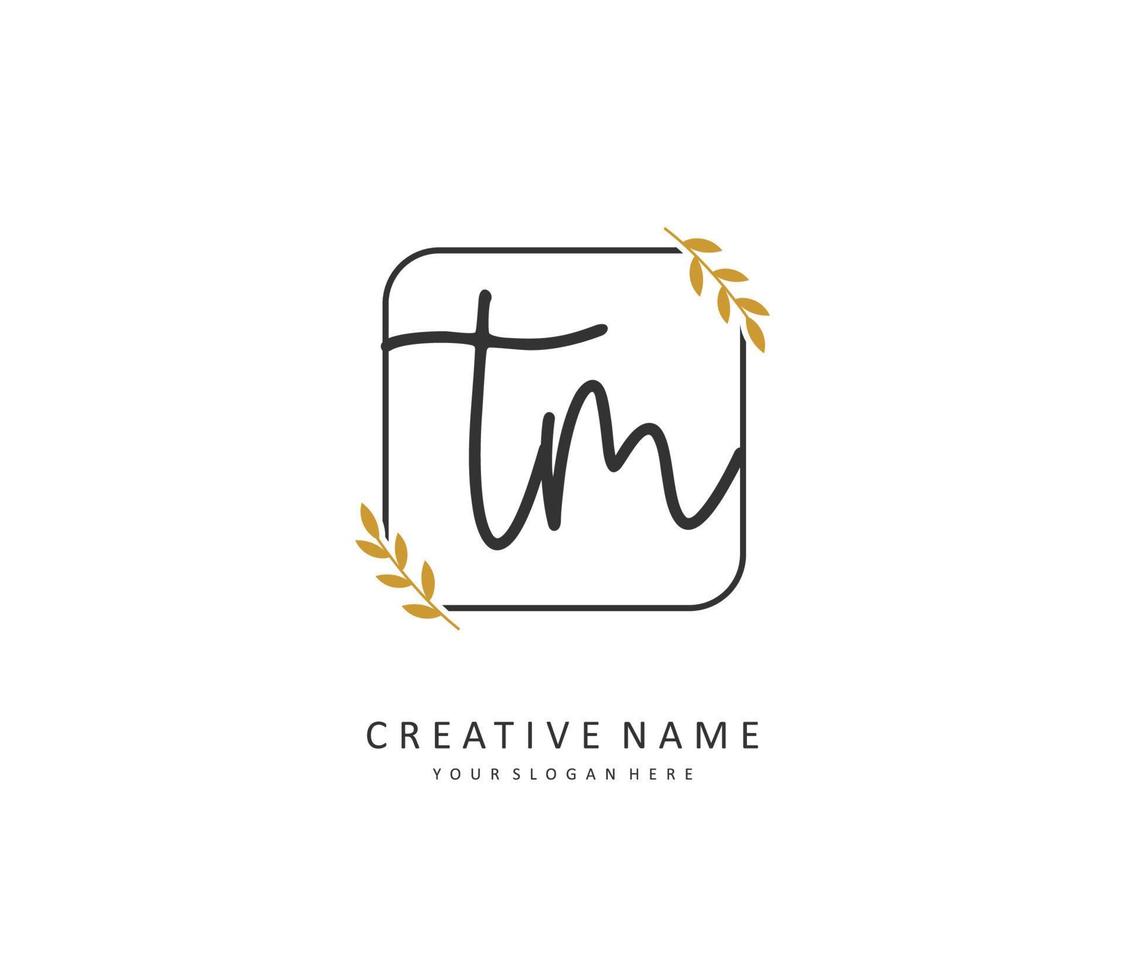 T M TM Initial letter handwriting and  signature logo. A concept handwriting initial logo with template element. vector