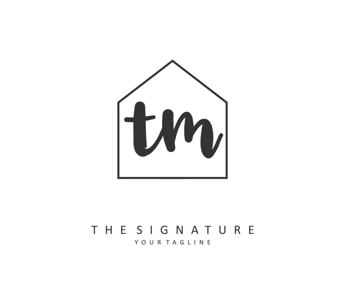 T M TM Initial letter handwriting and  signature logo. A concept handwriting initial logo with template element. vector