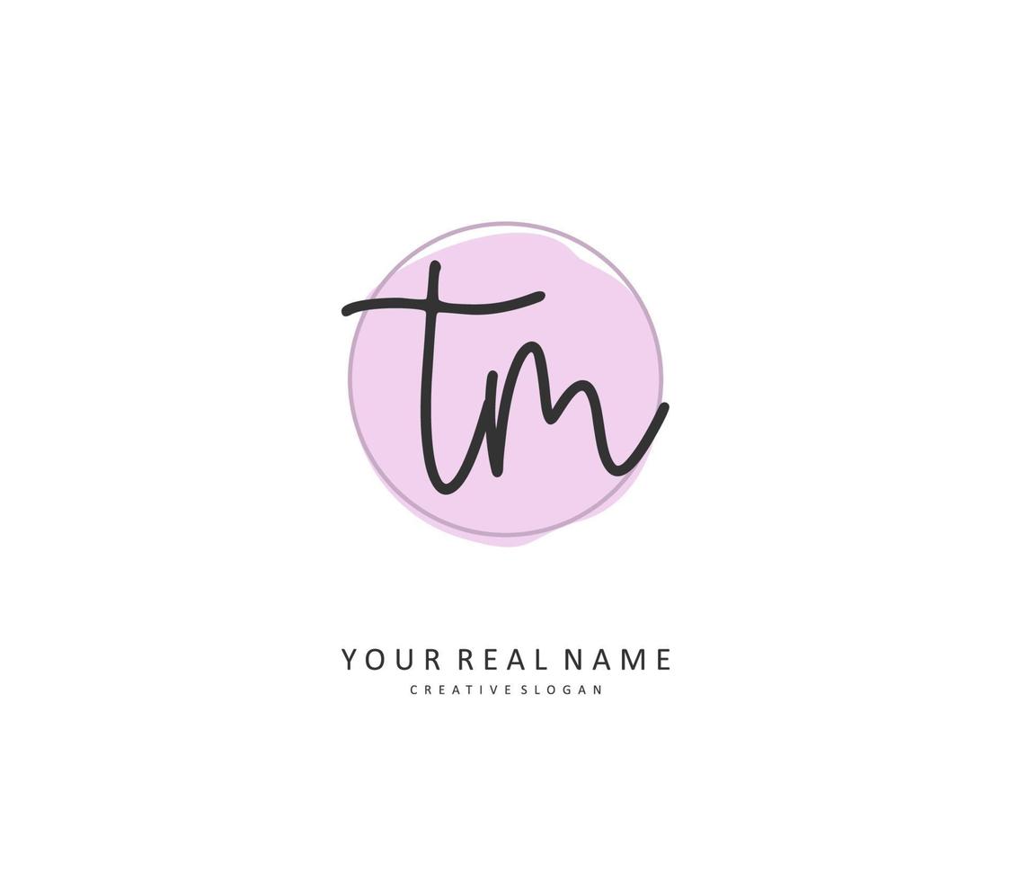 T M TM Initial letter handwriting and  signature logo. A concept handwriting initial logo with template element. vector