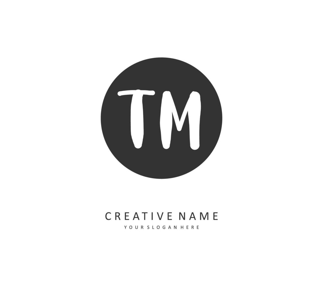 T M TM Initial letter handwriting and  signature logo. A concept handwriting initial logo with template element. vector