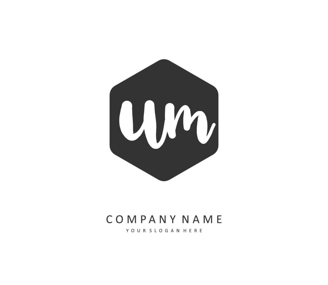 U M UM Initial letter handwriting and  signature logo. A concept handwriting initial logo with template element. vector