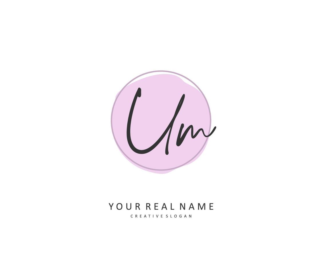 U M UM Initial letter handwriting and  signature logo. A concept handwriting initial logo with template element. vector