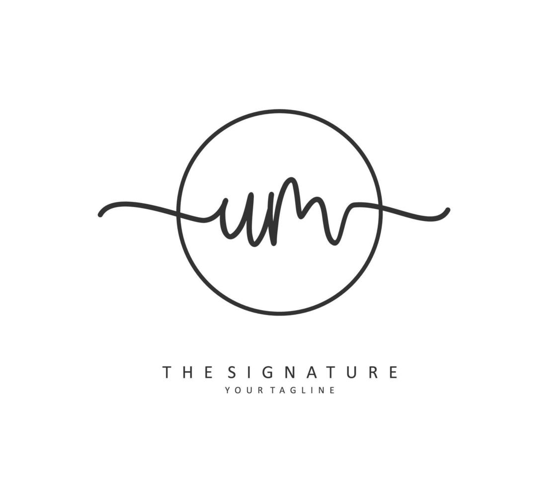 U M UM Initial letter handwriting and  signature logo. A concept handwriting initial logo with template element. vector
