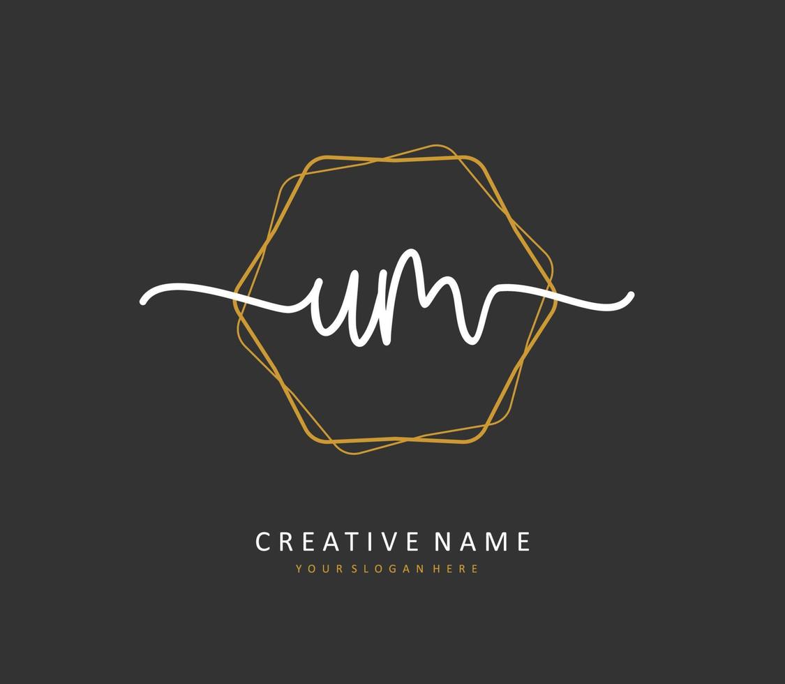 U M UM Initial letter handwriting and  signature logo. A concept handwriting initial logo with template element. vector