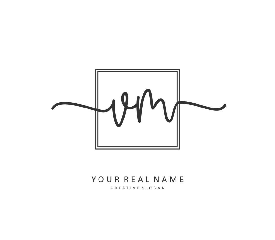 V M VM Initial letter handwriting and  signature logo. A concept handwriting initial logo with template element. vector