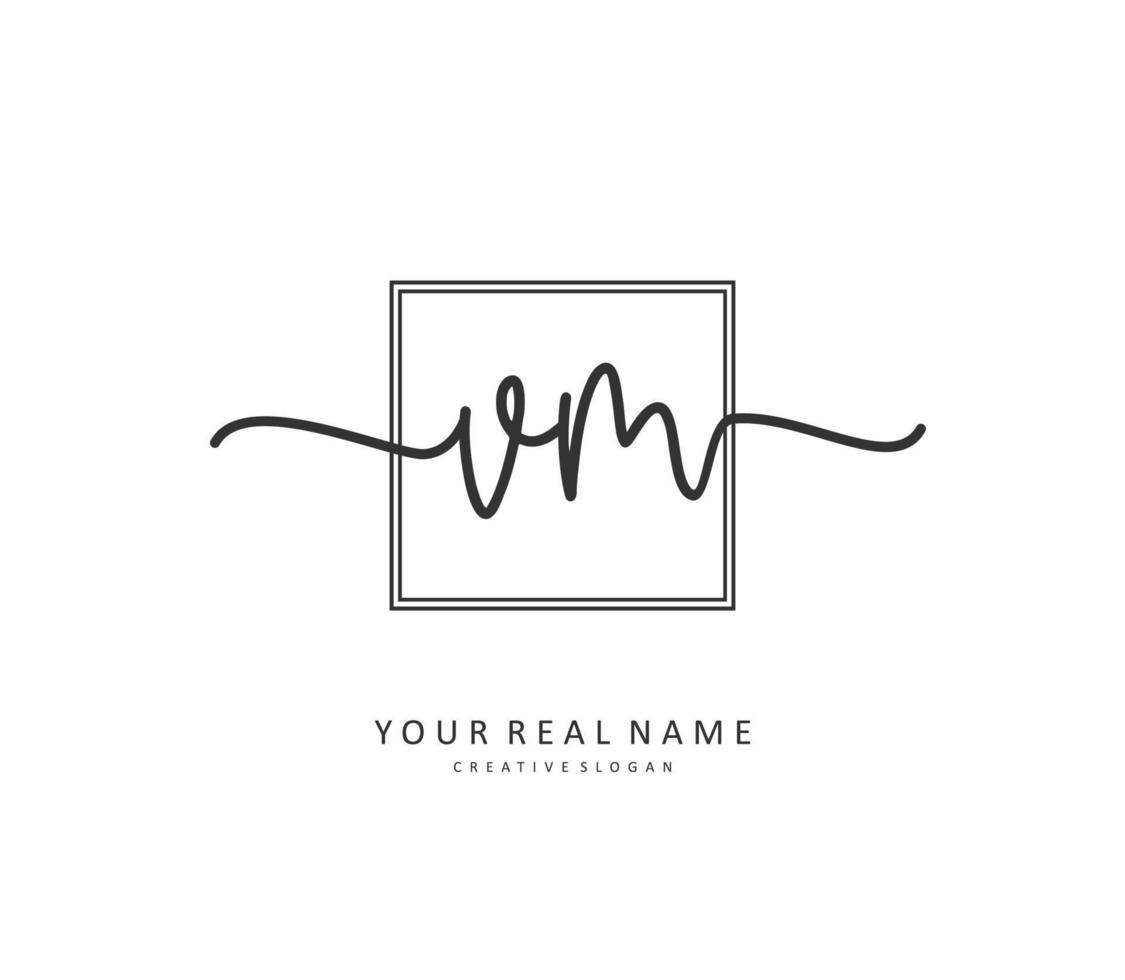 V M VM Initial letter handwriting and  signature logo. A concept handwriting initial logo with template element. vector