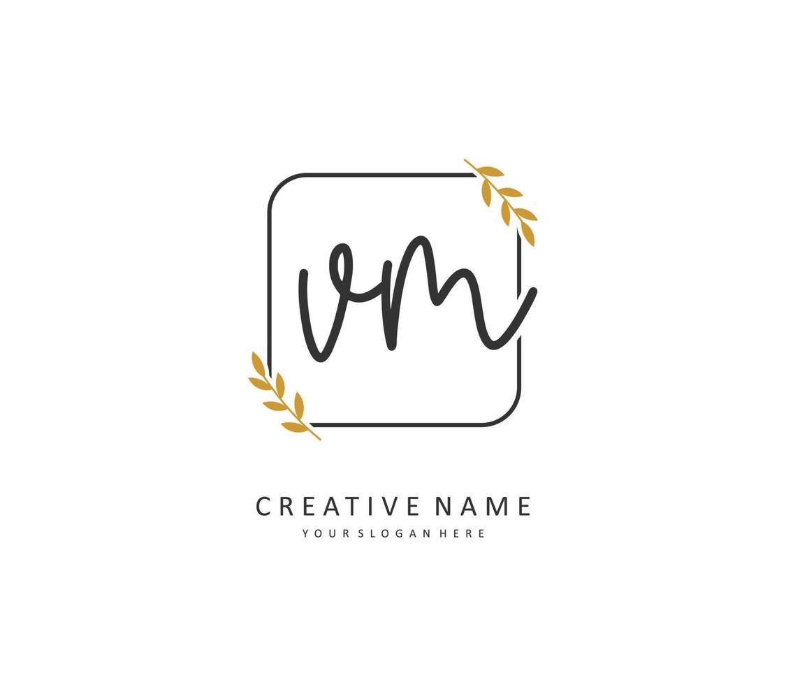 V M VM Initial letter handwriting and  signature logo. A concept handwriting initial logo with template element. vector