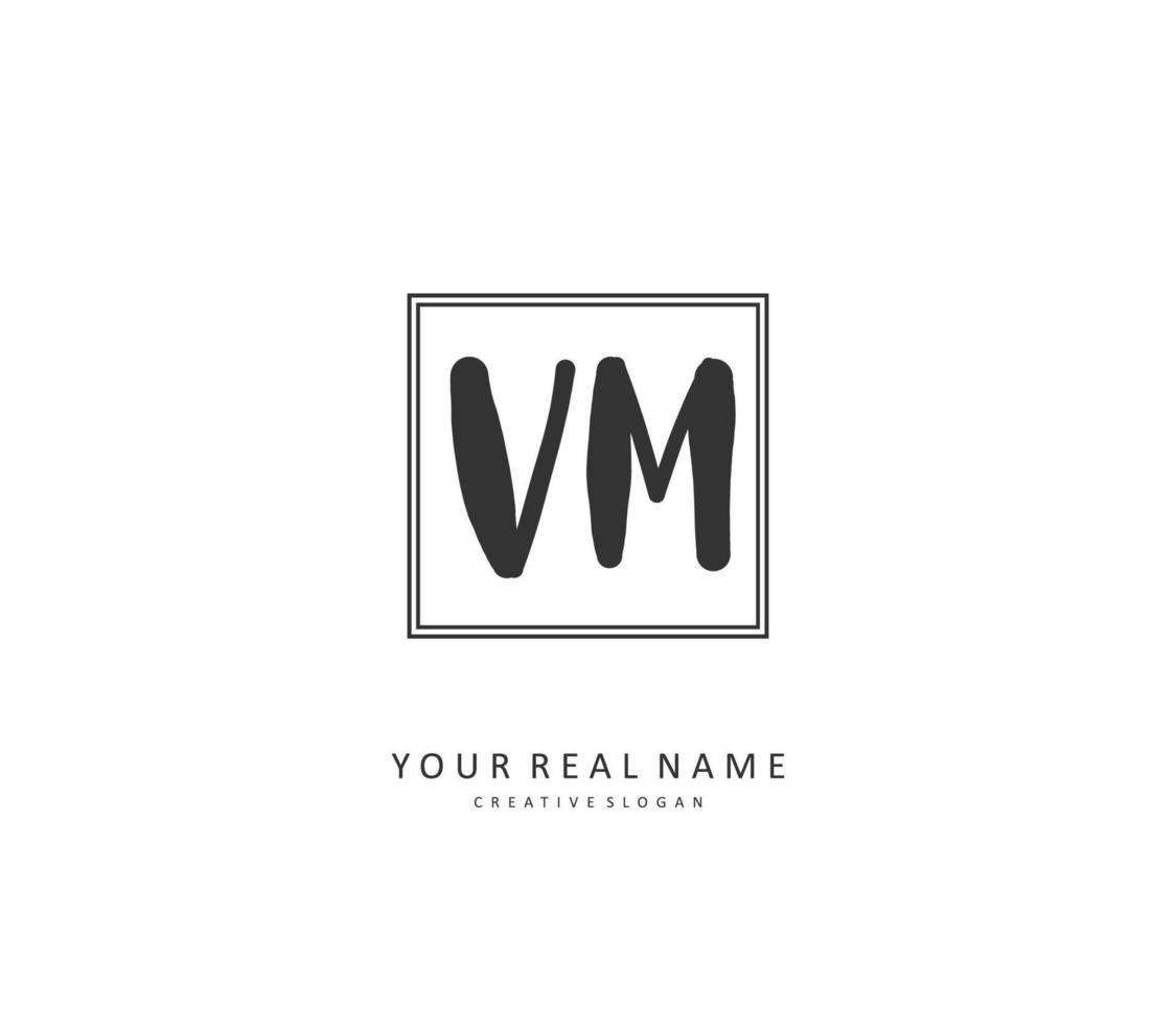V M VM Initial letter handwriting and  signature logo. A concept handwriting initial logo with template element. vector