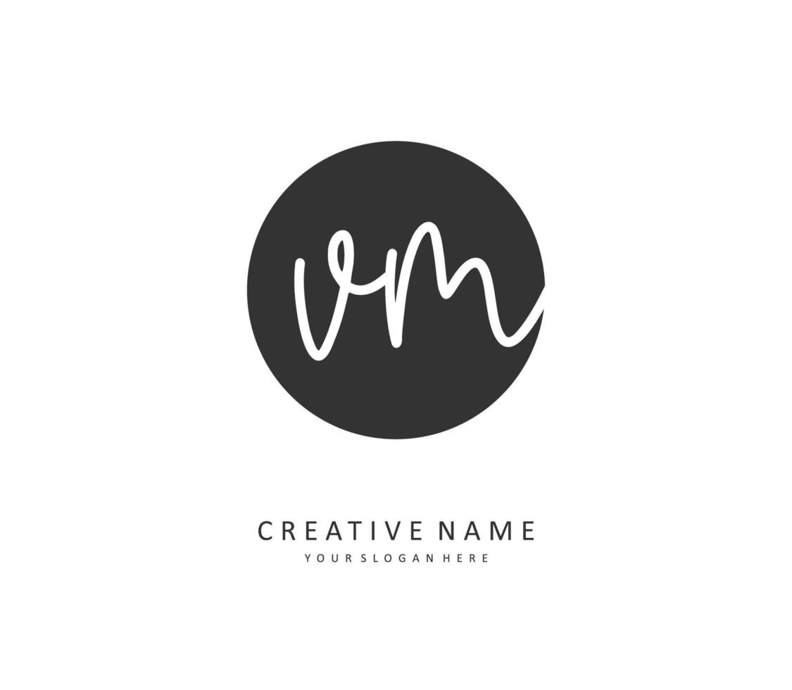 V M VM Initial letter handwriting and  signature logo. A concept handwriting initial logo with template element. vector