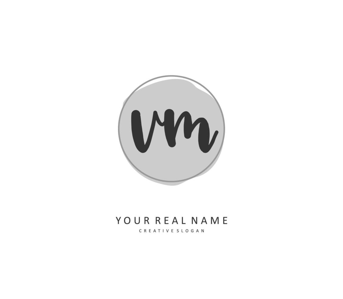 V M VM Initial letter handwriting and  signature logo. A concept handwriting initial logo with template element. vector