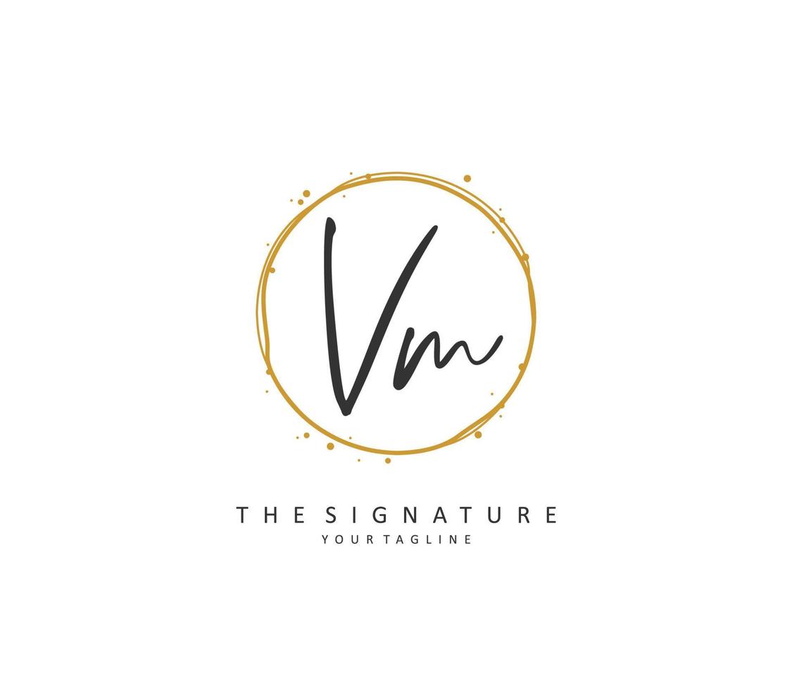 V M VM Initial letter handwriting and  signature logo. A concept handwriting initial logo with template element. vector