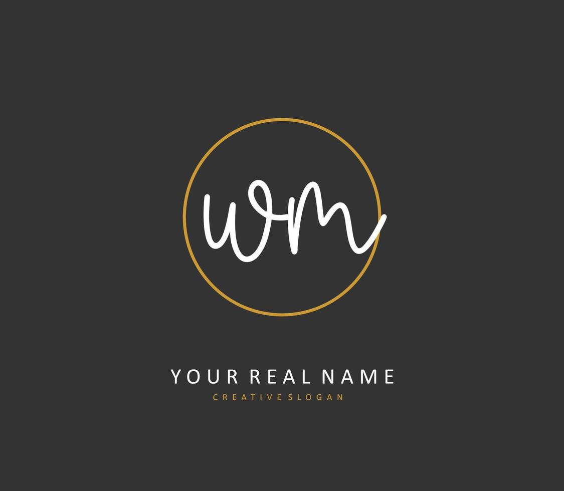 W M WM Initial letter handwriting and  signature logo. A concept handwriting initial logo with template element. vector