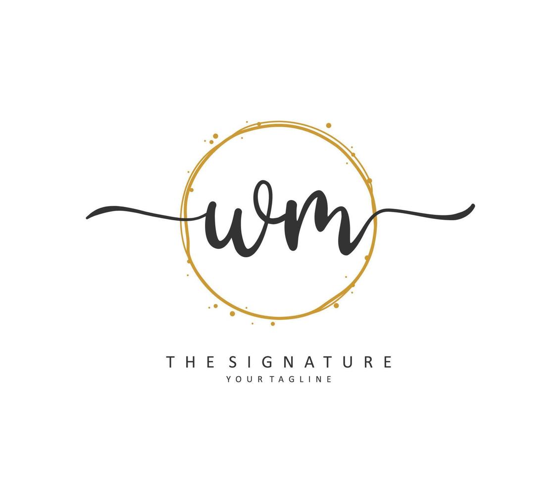 W M WM Initial letter handwriting and  signature logo. A concept handwriting initial logo with template element. vector