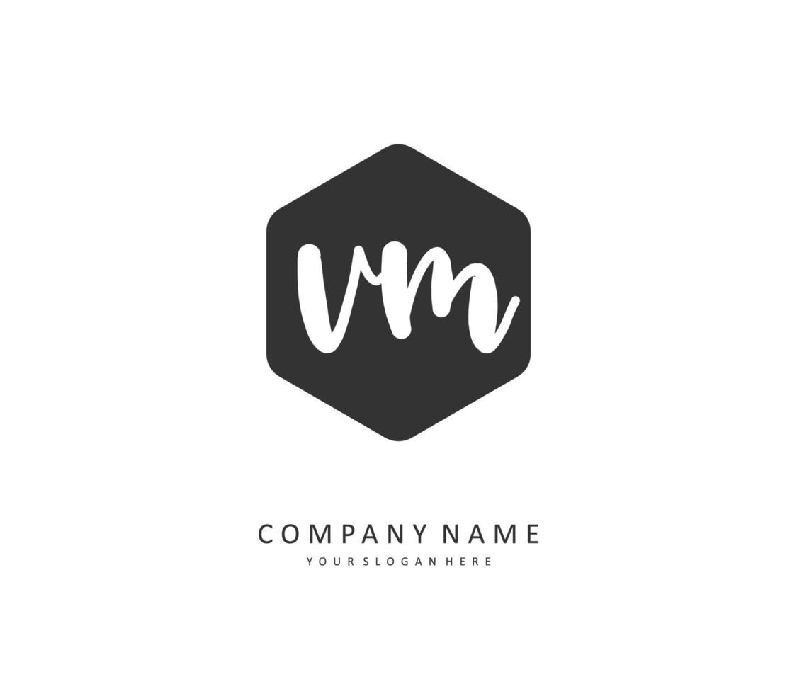 V M VM Initial letter handwriting and  signature logo. A concept handwriting initial logo with template element. vector