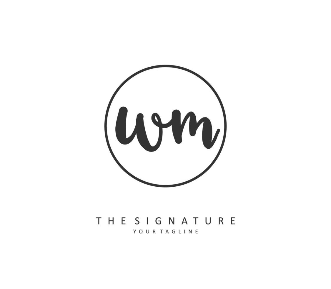 W M WM Initial letter handwriting and  signature logo. A concept handwriting initial logo with template element. vector