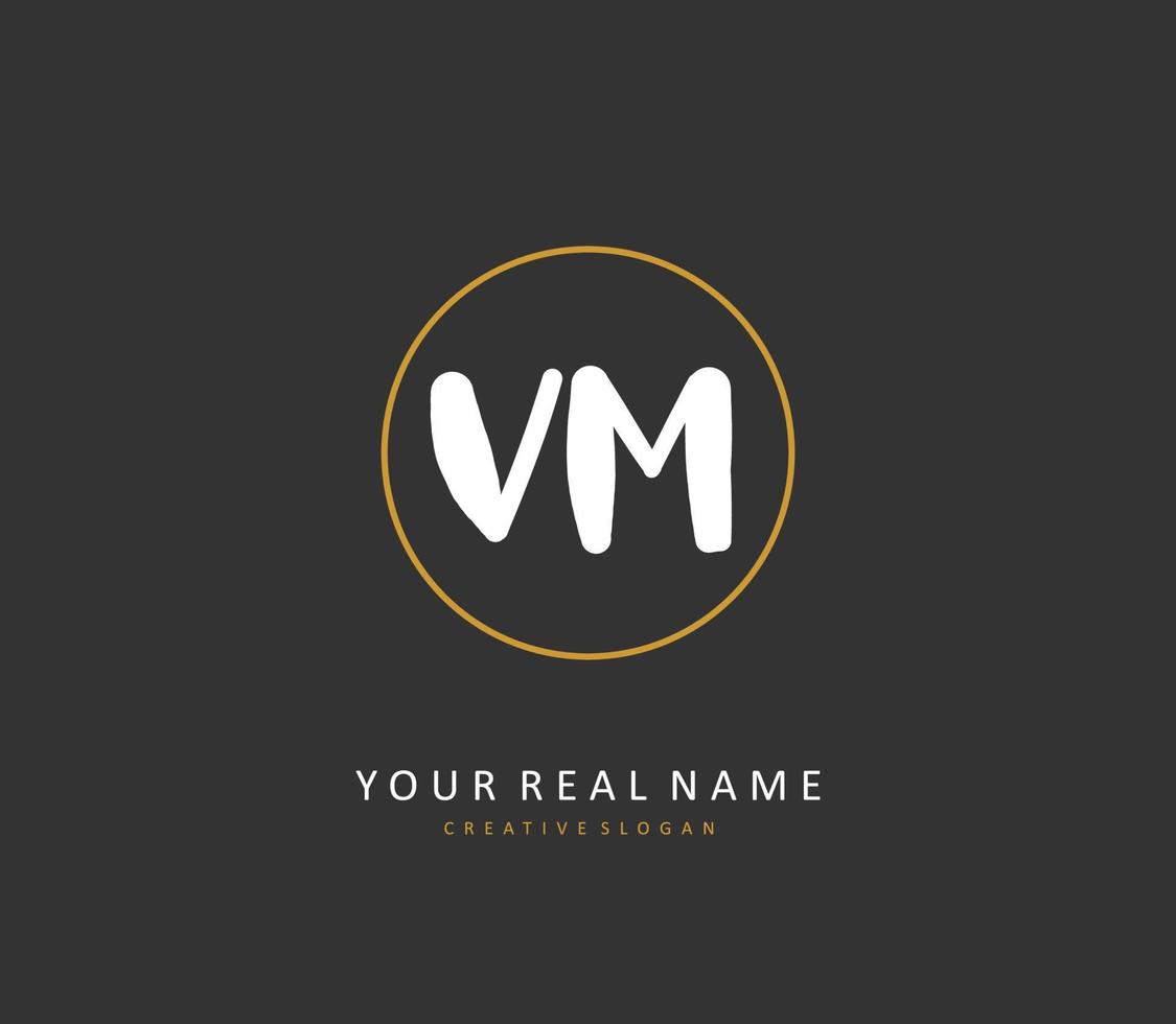 V M VM Initial letter handwriting and  signature logo. A concept handwriting initial logo with template element. vector