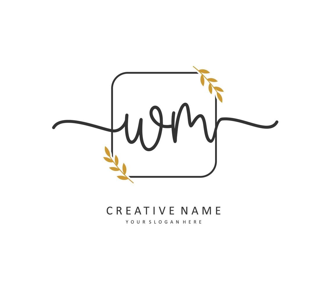 W M WM Initial letter handwriting and  signature logo. A concept handwriting initial logo with template element. vector