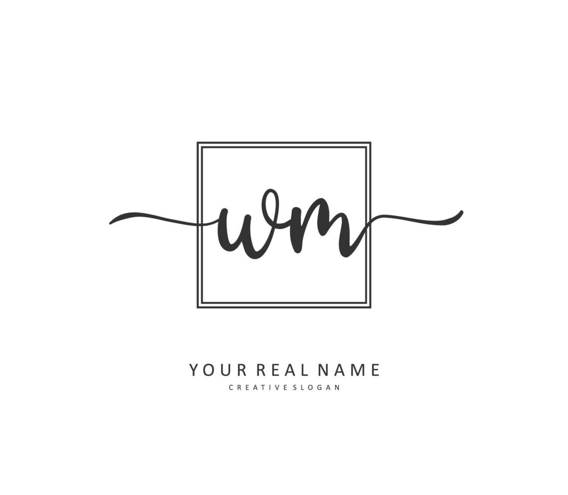 W M WM Initial letter handwriting and  signature logo. A concept handwriting initial logo with template element. vector