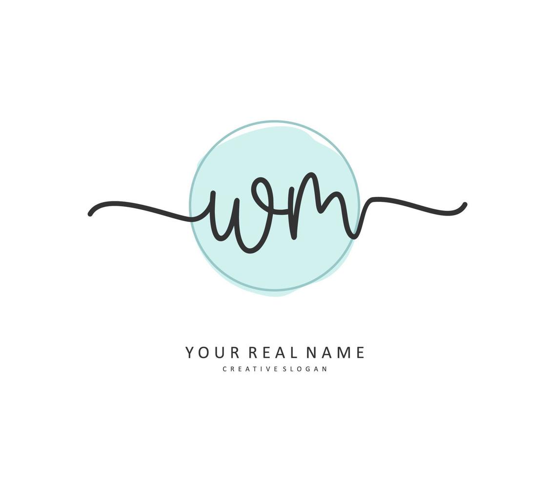 W M WM Initial letter handwriting and  signature logo. A concept handwriting initial logo with template element. vector