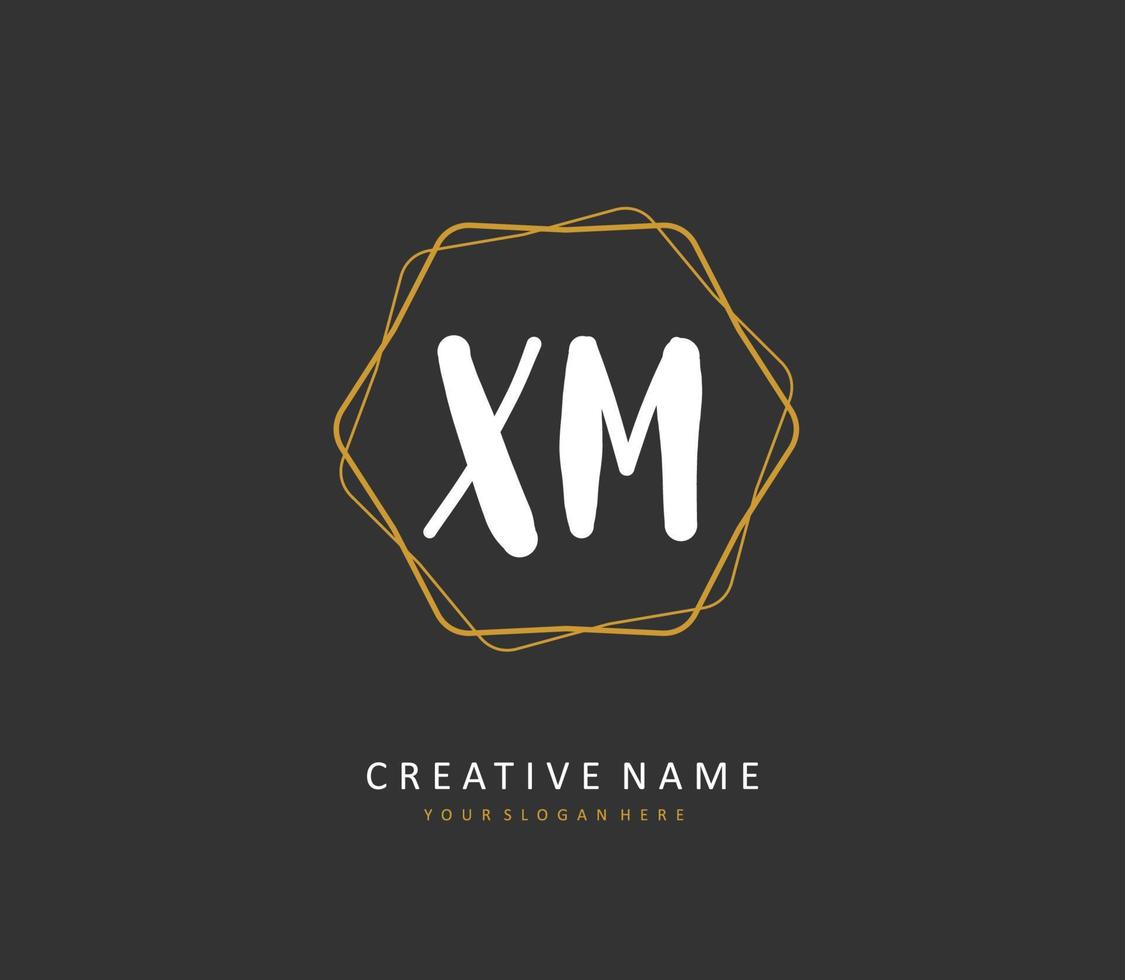 X M XM Initial letter handwriting and  signature logo. A concept handwriting initial logo with template element. vector