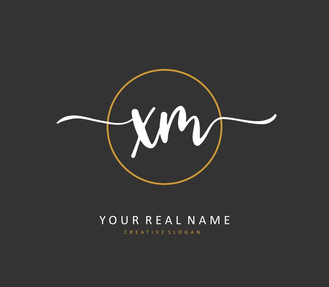 X M XM Initial letter handwriting and  signature logo. A concept handwriting initial logo with template element. vector