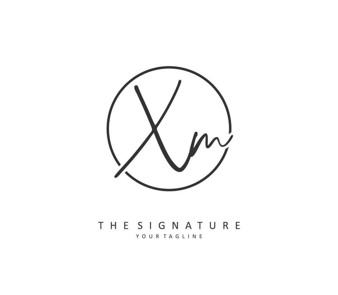 X M XM Initial letter handwriting and  signature logo. A concept handwriting initial logo with template element. vector