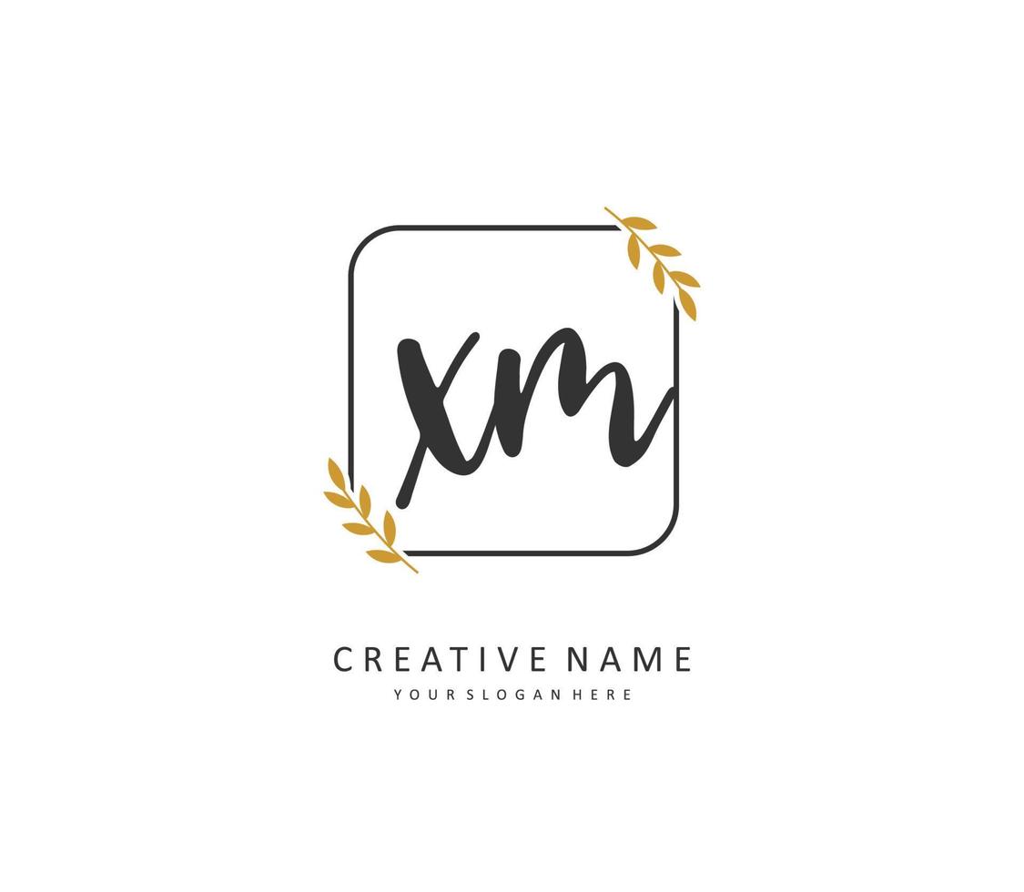 X M XM Initial letter handwriting and  signature logo. A concept handwriting initial logo with template element. vector