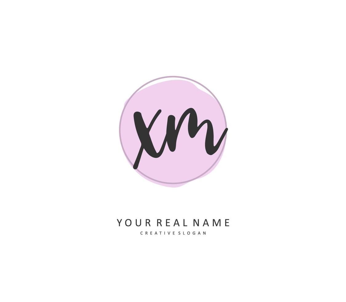 X M XM Initial letter handwriting and  signature logo. A concept handwriting initial logo with template element. vector