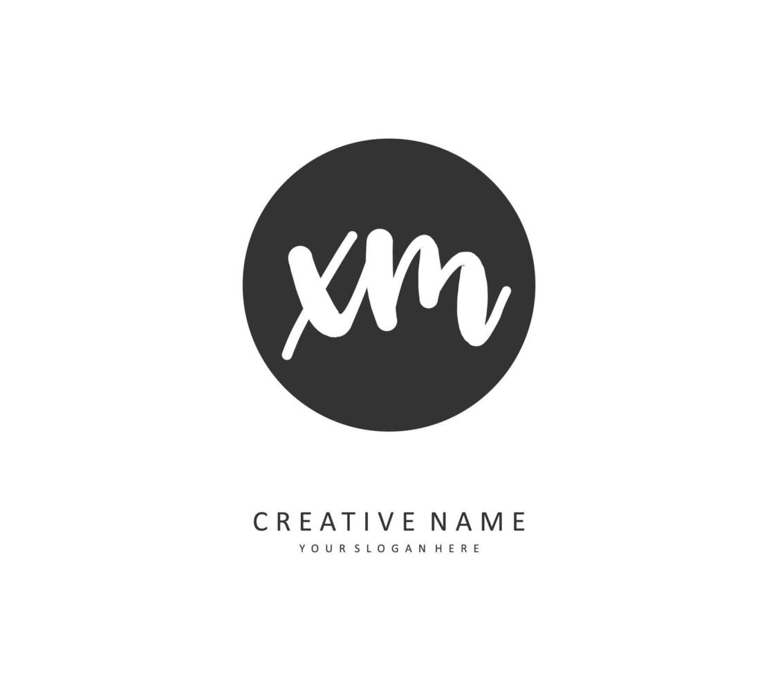 X M XM Initial letter handwriting and  signature logo. A concept handwriting initial logo with template element. vector