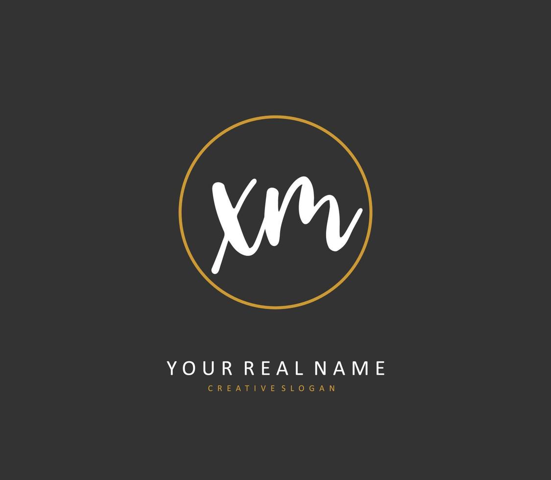 X M XM Initial letter handwriting and  signature logo. A concept handwriting initial logo with template element. vector