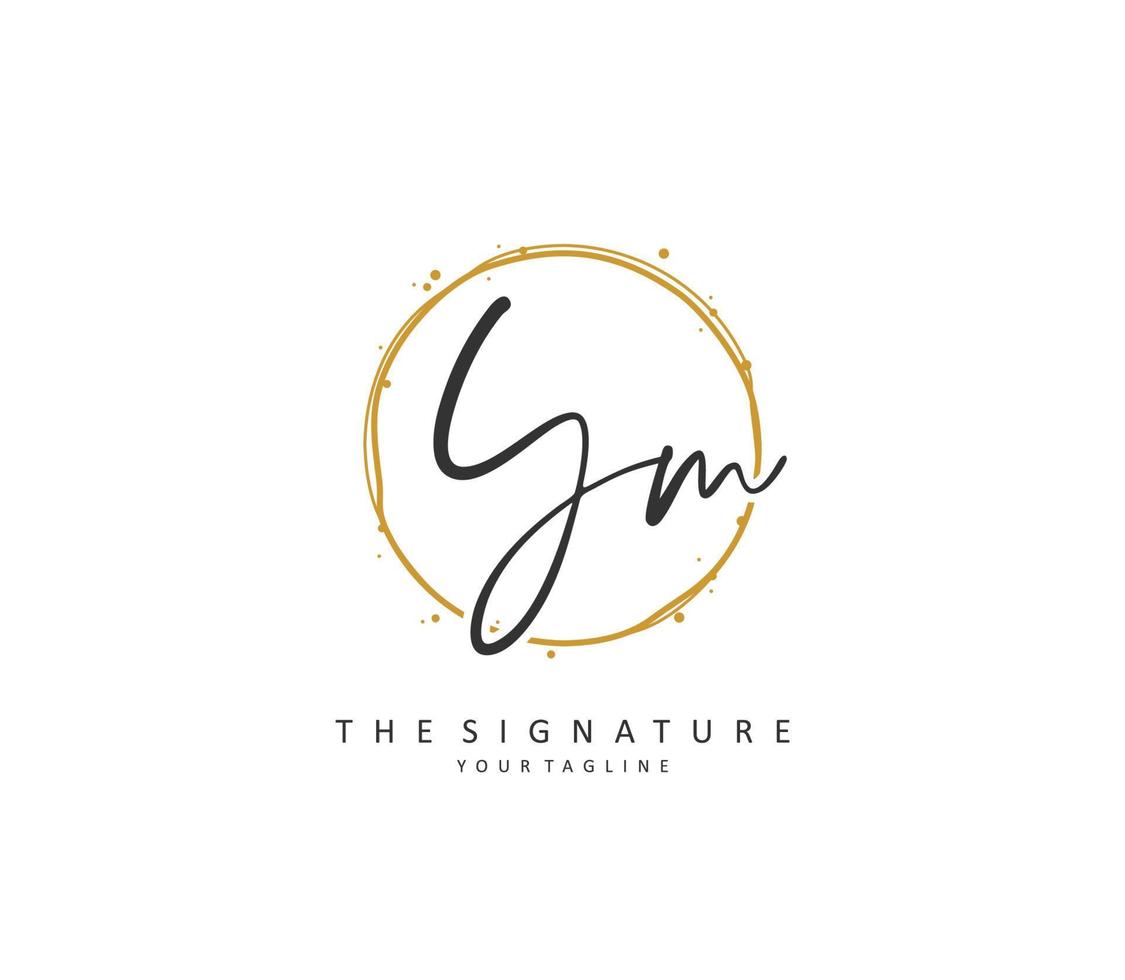 Y M YM Initial letter handwriting and  signature logo. A concept handwriting initial logo with template element. vector