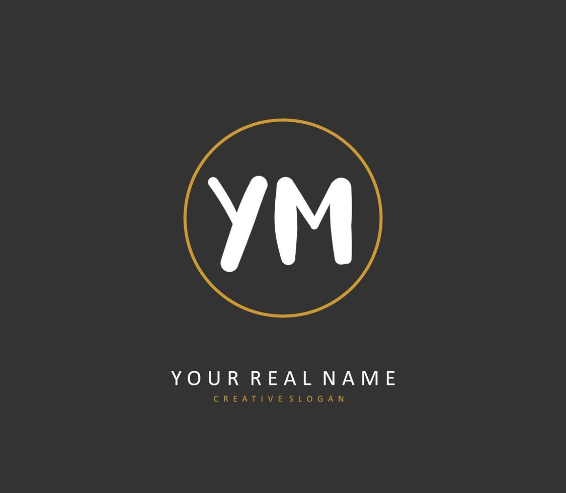 Y M YM Initial letter handwriting and  signature logo. A concept handwriting initial logo with template element. vector