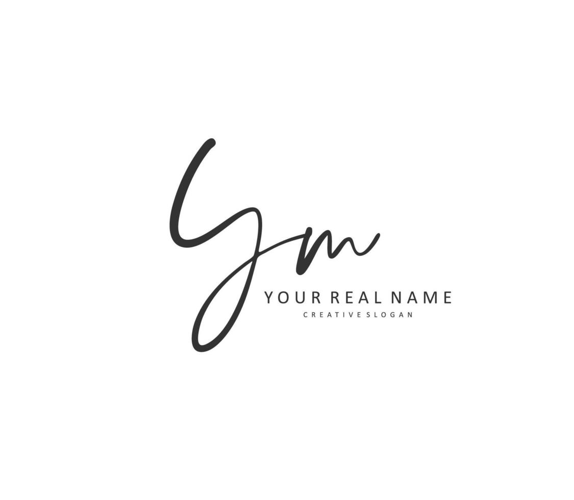 Y M YM Initial letter handwriting and  signature logo. A concept handwriting initial logo with template element. vector