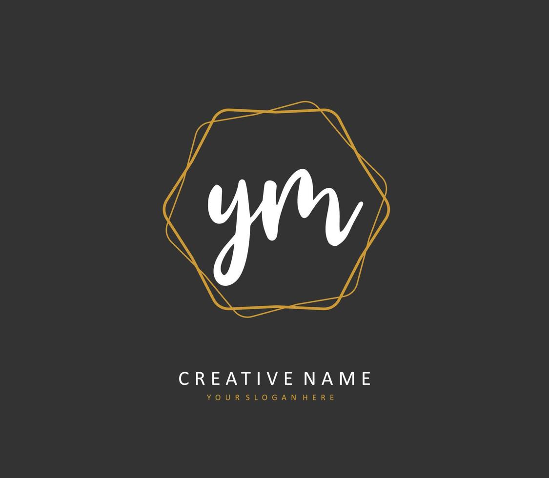 Y M YM Initial letter handwriting and  signature logo. A concept handwriting initial logo with template element. vector