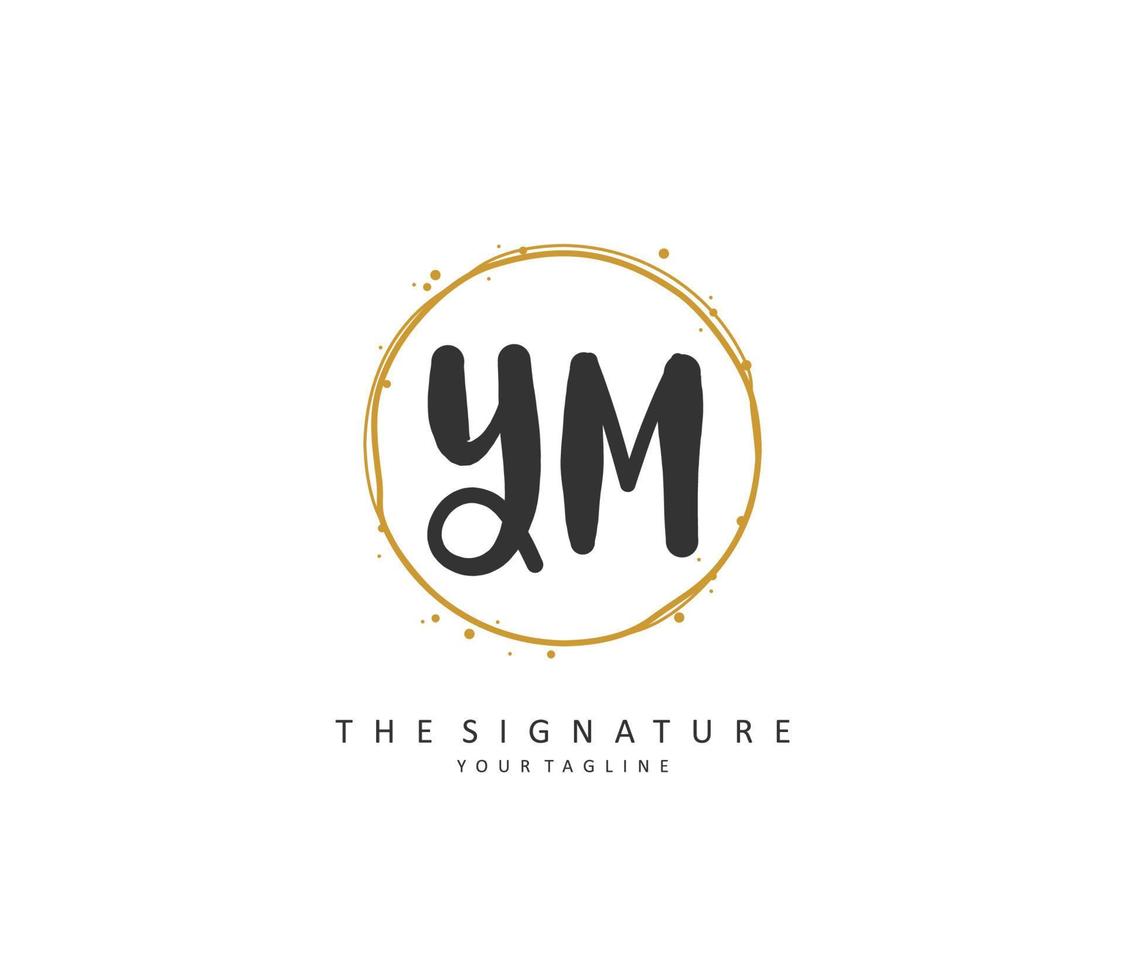 Y M YM Initial letter handwriting and  signature logo. A concept handwriting initial logo with template element. vector