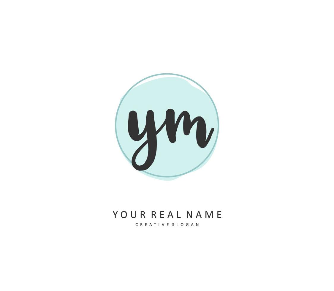 Y M YM Initial letter handwriting and  signature logo. A concept handwriting initial logo with template element. vector
