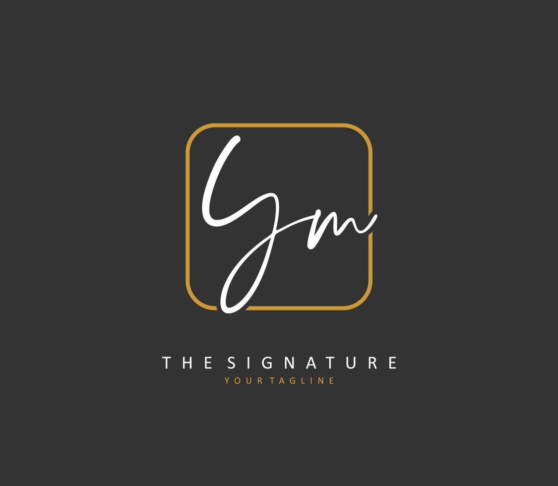 Y M YM Initial letter handwriting and  signature logo. A concept handwriting initial logo with template element. vector