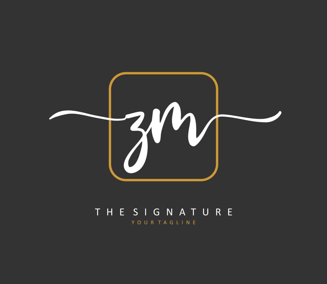 Z M ZM Initial letter handwriting and  signature logo. A concept handwriting initial logo with template element. vector