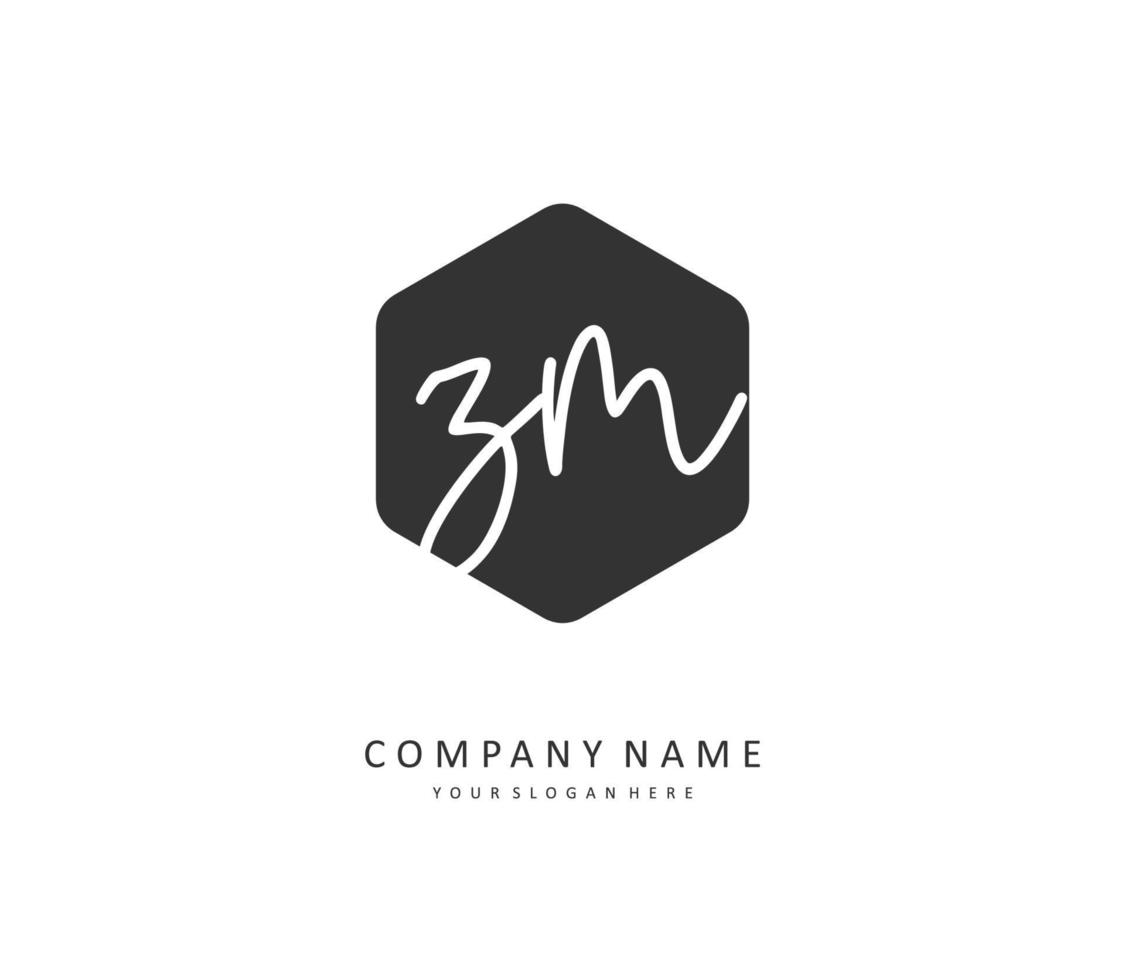 Z M ZM Initial letter handwriting and  signature logo. A concept handwriting initial logo with template element. vector