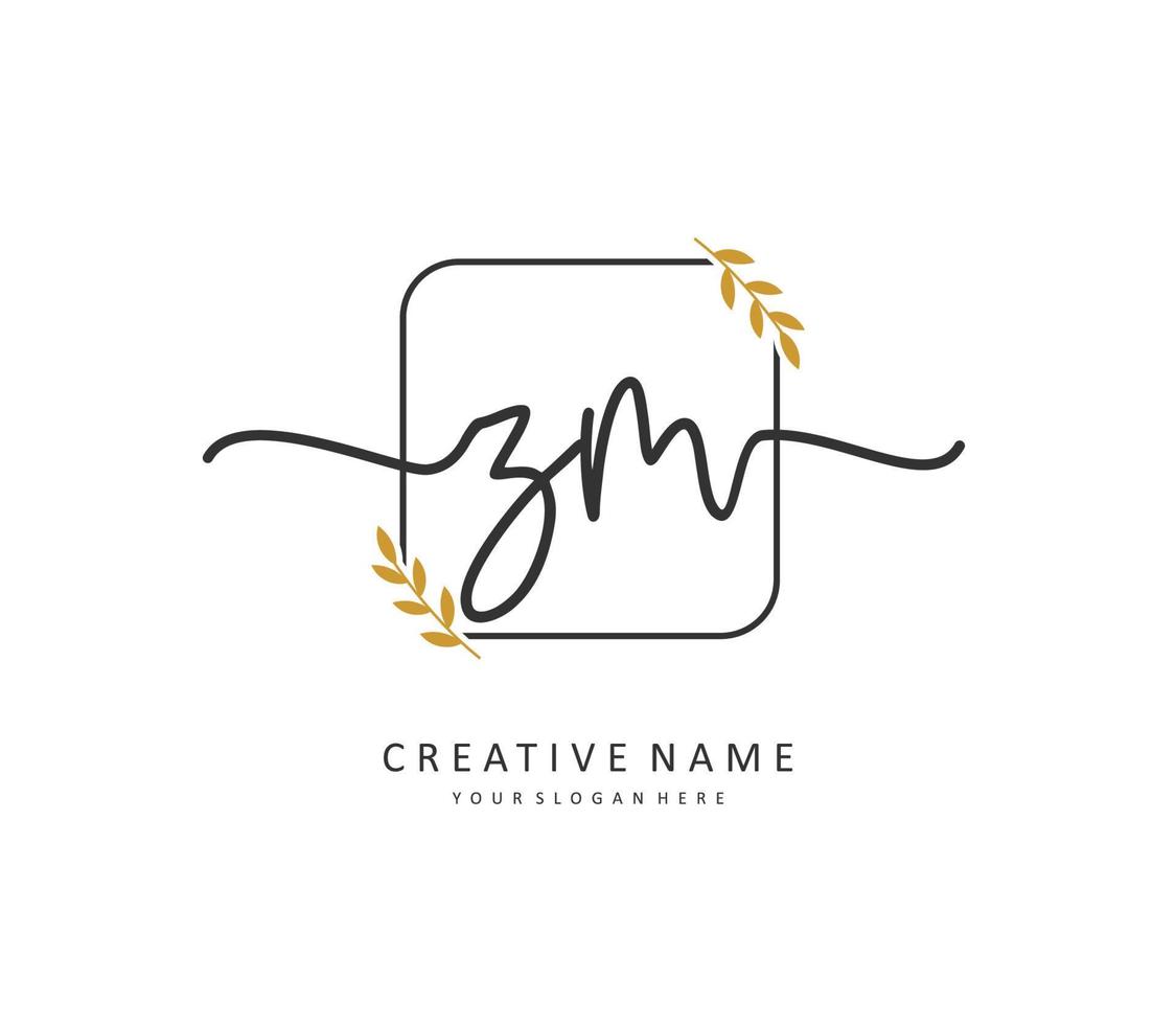 Z M ZM Initial letter handwriting and  signature logo. A concept handwriting initial logo with template element. vector