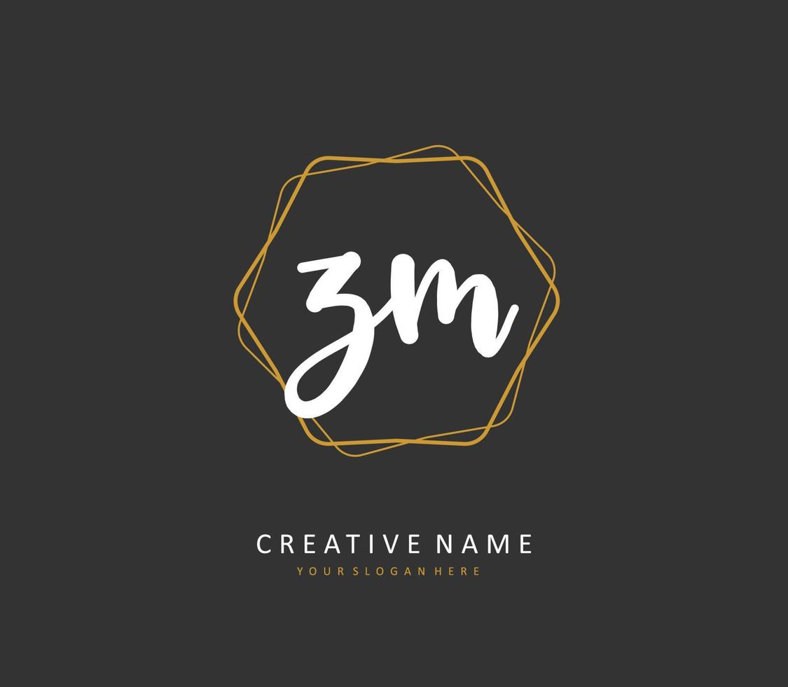 Z M ZM Initial letter handwriting and  signature logo. A concept handwriting initial logo with template element. vector