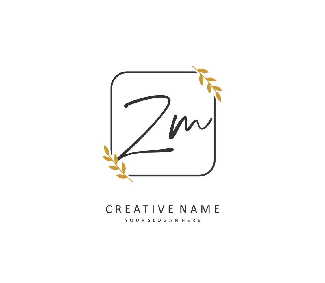 Z M ZM Initial letter handwriting and  signature logo. A concept handwriting initial logo with template element. vector
