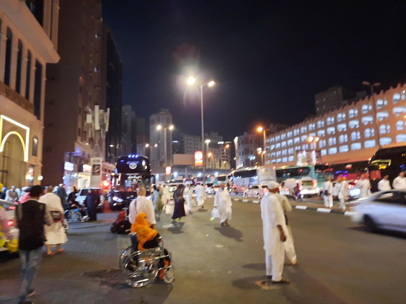 Mecca, Saudi Arabia, March 2023 - Beautiful view outside the Masjid al-Haram in Makkah. Visitors from all over the world are in different places. photo