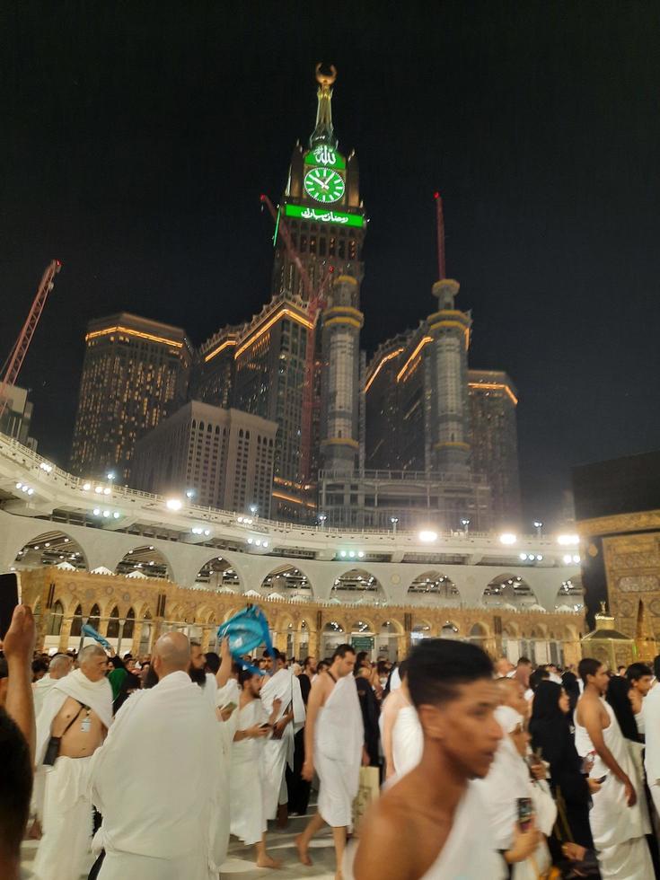 Mecca, Saudi Arabia, March 2023 - During the month of Ramadan, pilgrims from all over the world perform Tawaf around the Kabah at the Masjid al-Haram in Mecca.. photo