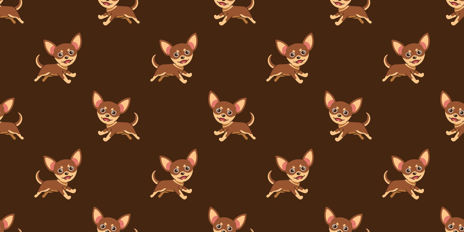 Vector cartoon character chihuahua dog seamless pattern background