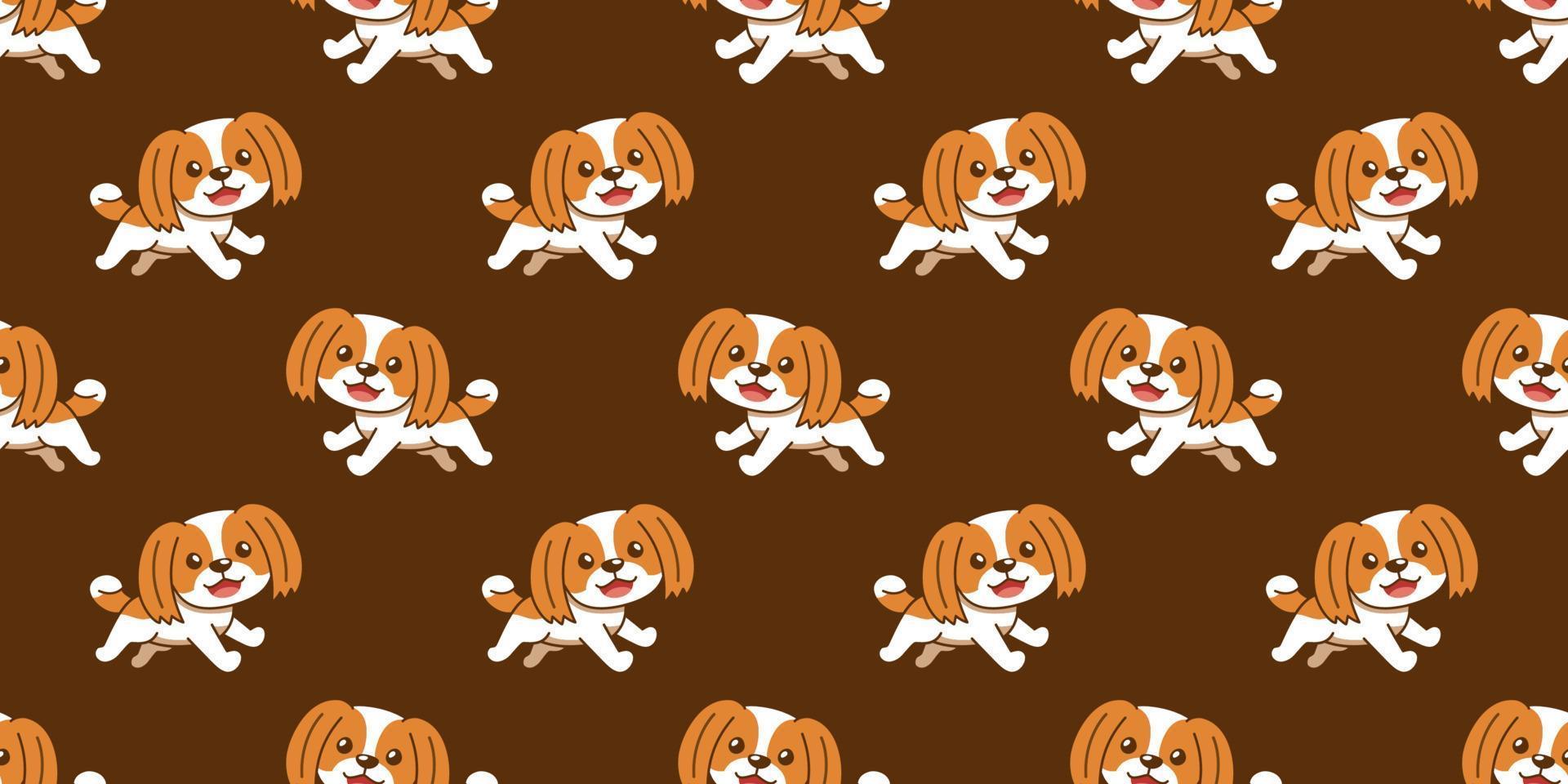 Vector cartoon character shih tzu dog seamless pattern background