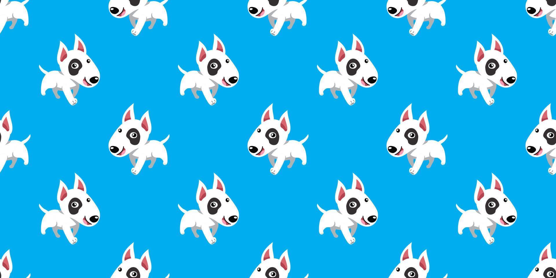 Vector cartoon character bull terrier dog seamless pattern background