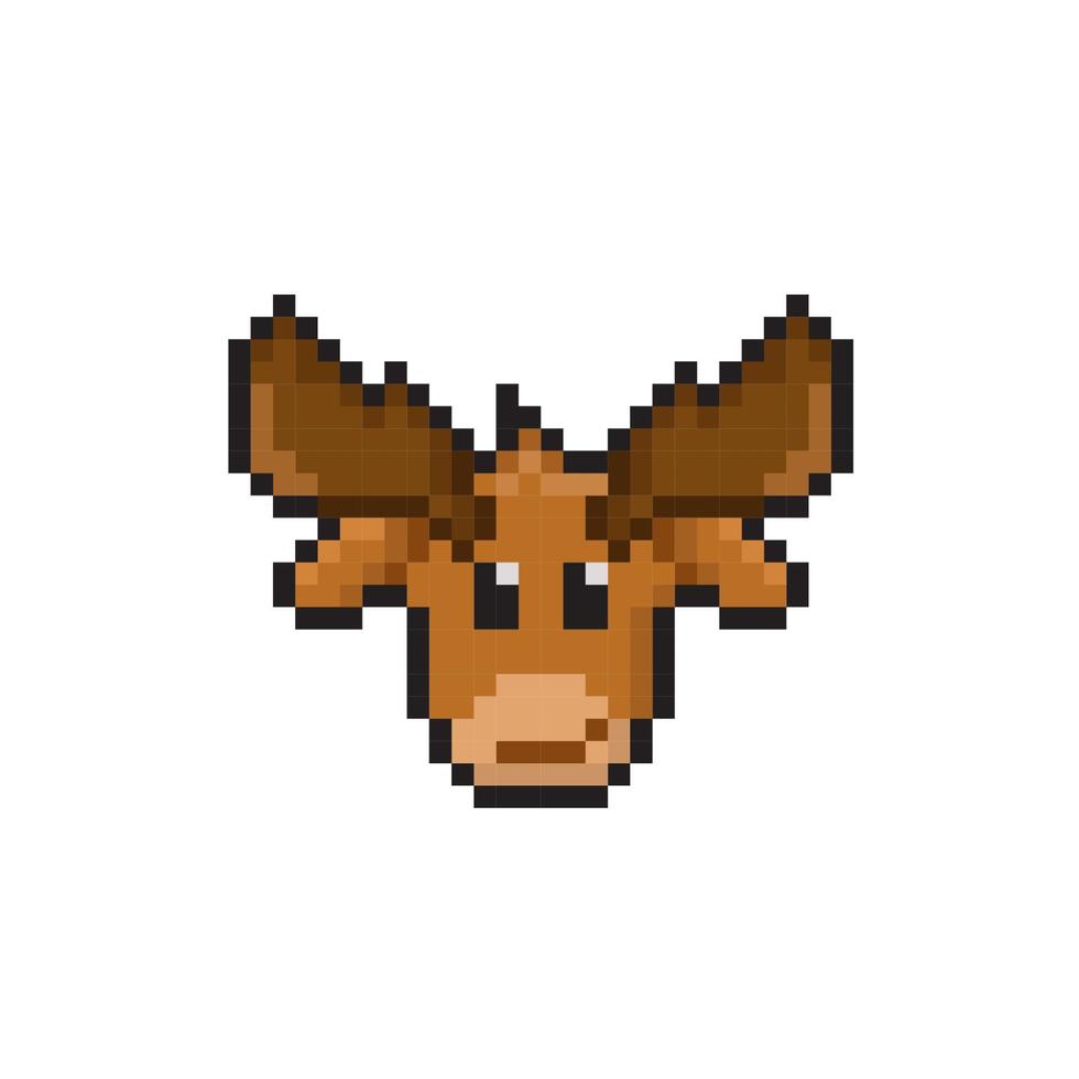 moose head in pixel art style vector