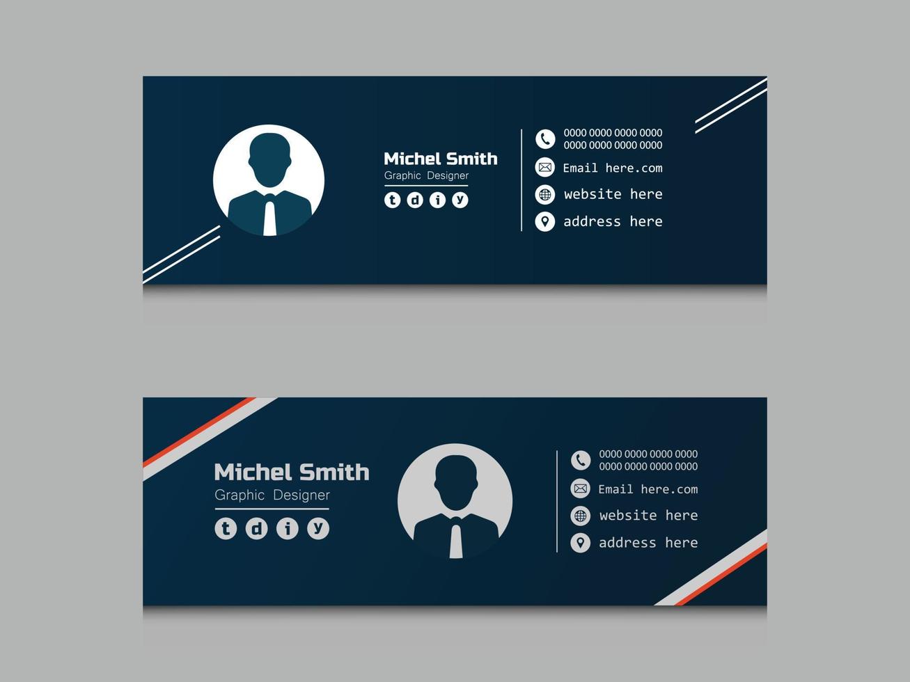 Email signature template or email footer and personal social media cover design vector