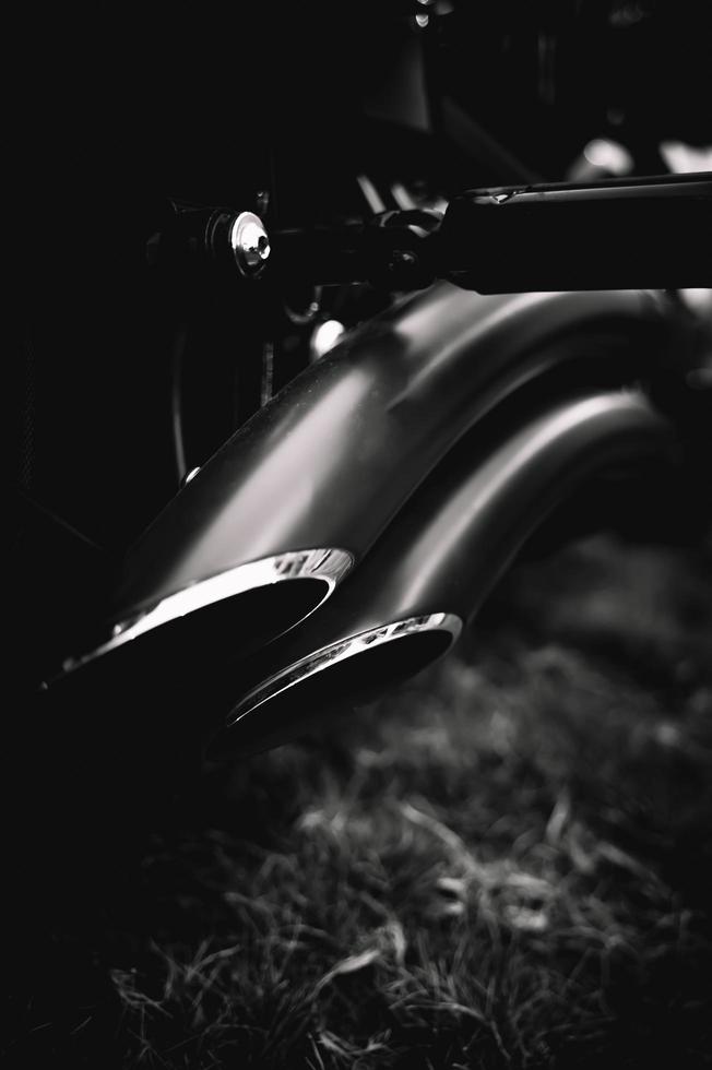 Black and White digital photo of a custom motorcycle